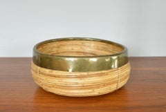 Centro de mesa de caña de ratán y latón de Vivai del Sud estilo Gabriella Crespi