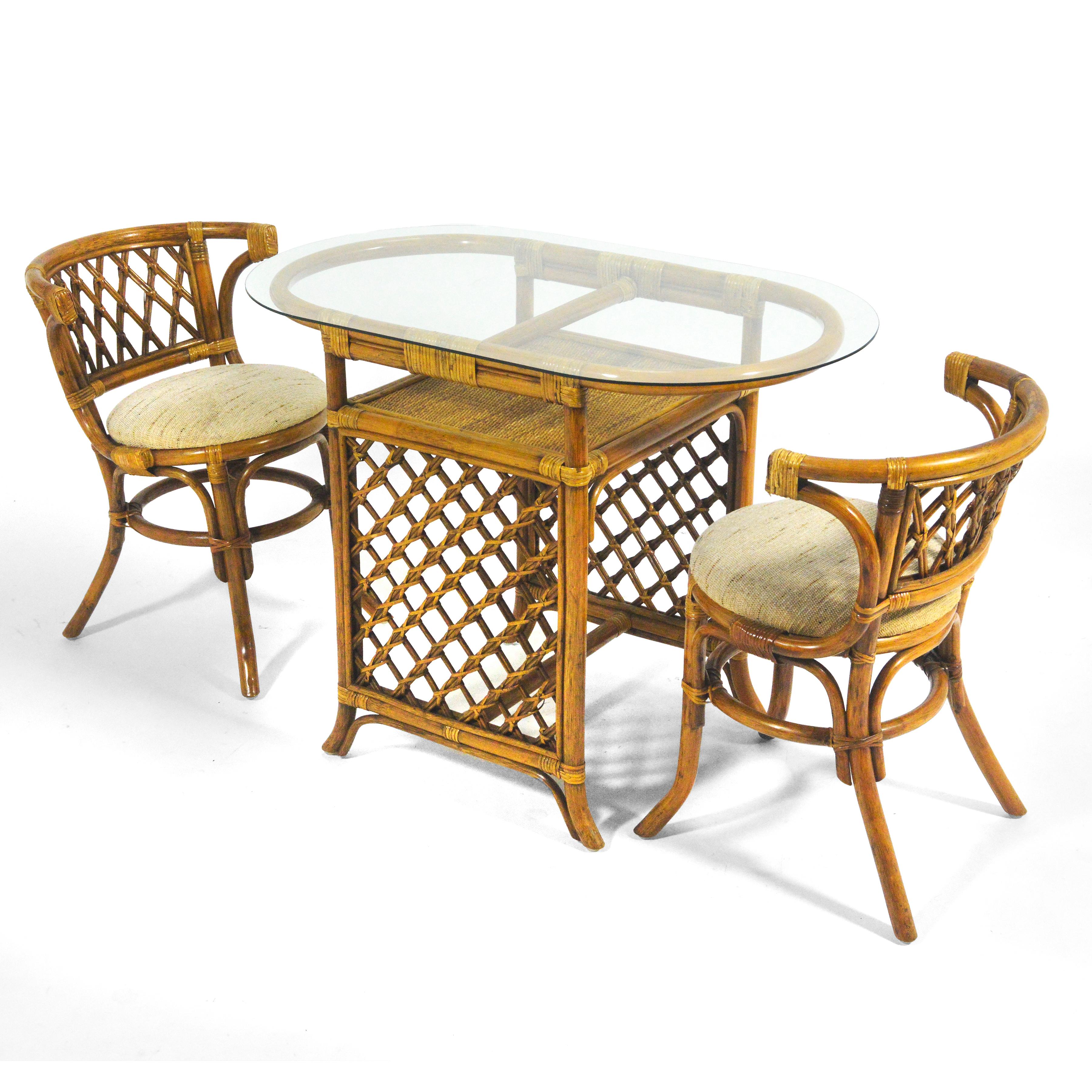 Rattan & Cane Game Table and Chair Set 1