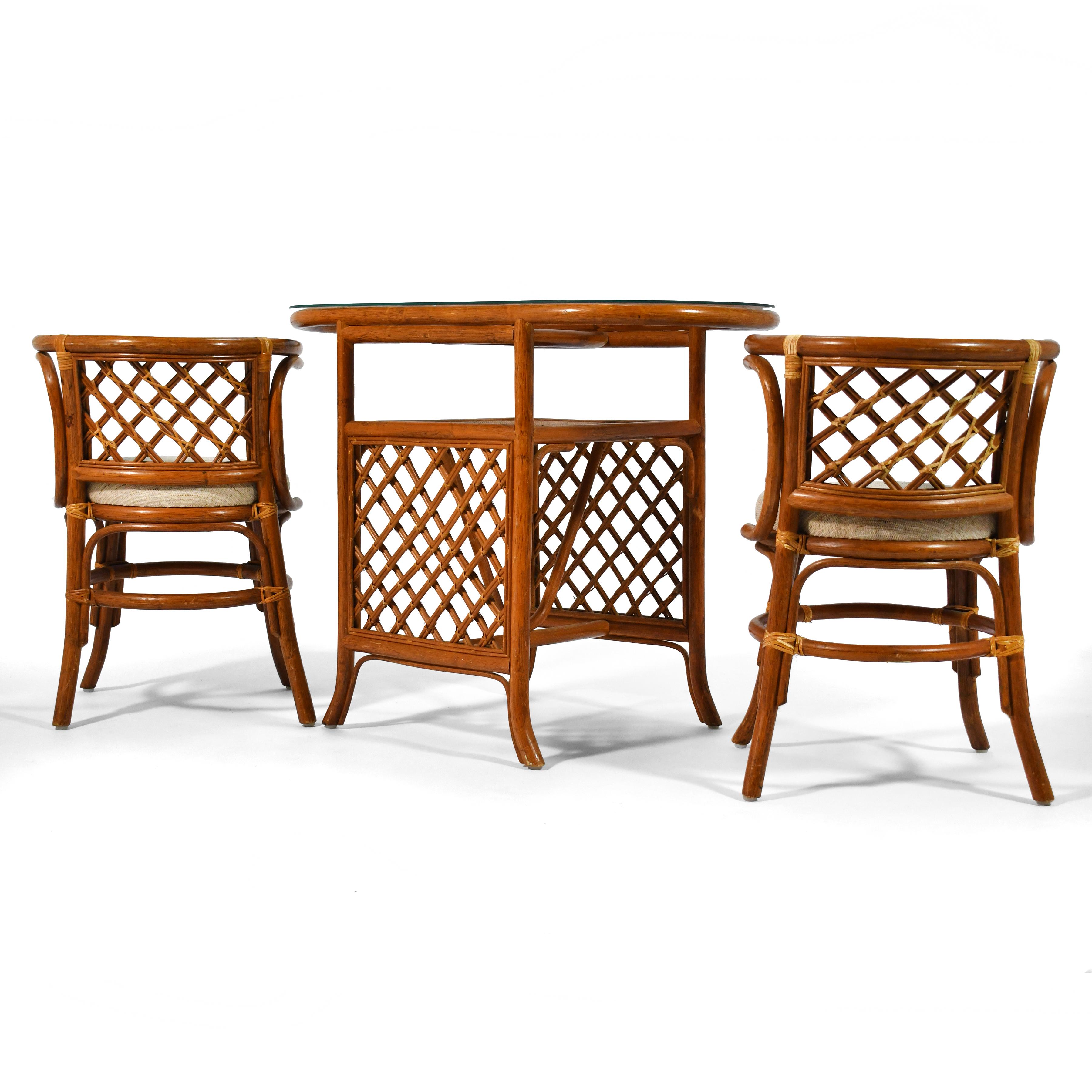 Upholstery Rattan & Cane Game Table and Chair Set