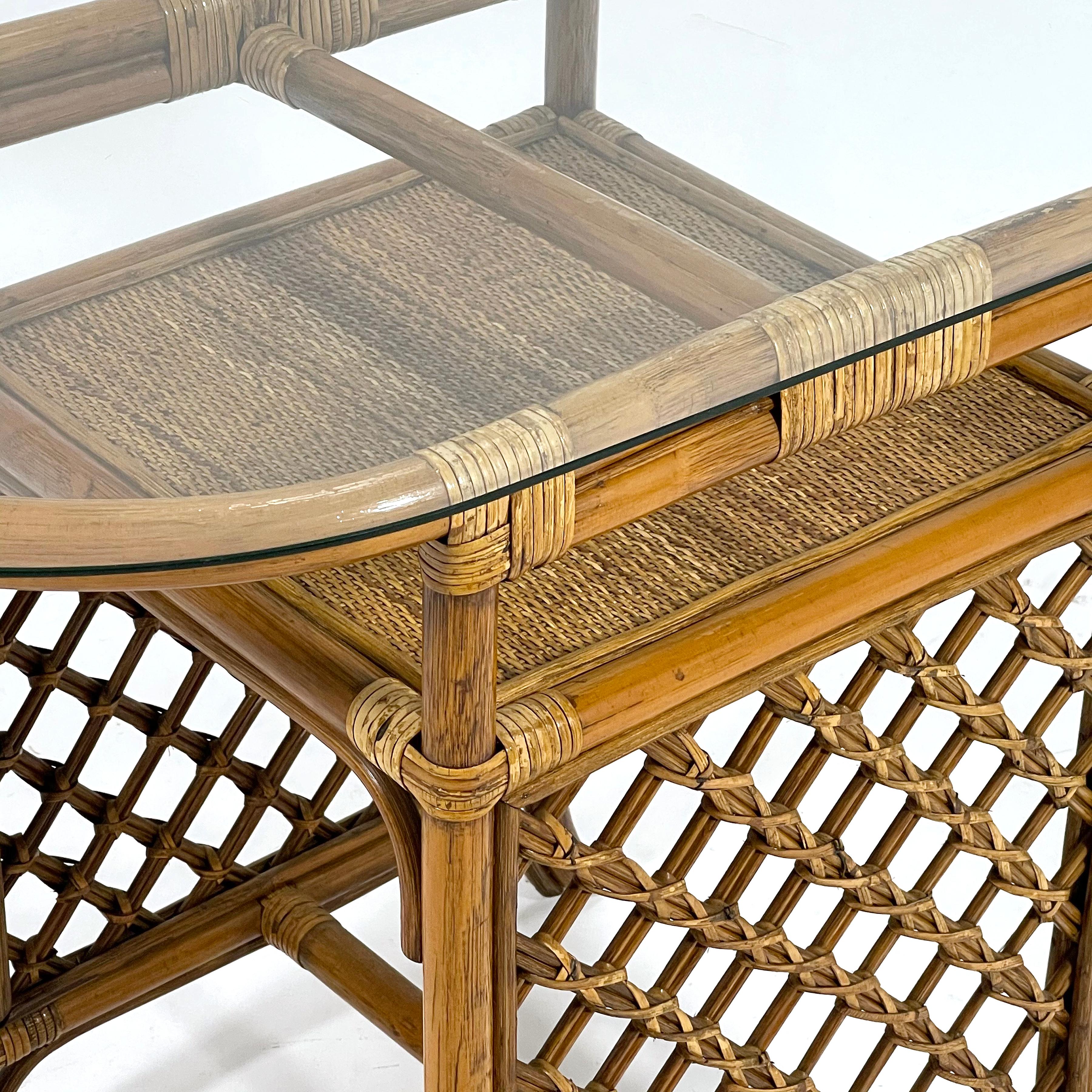 Rattan & Cane Game Table and Chair Set 2