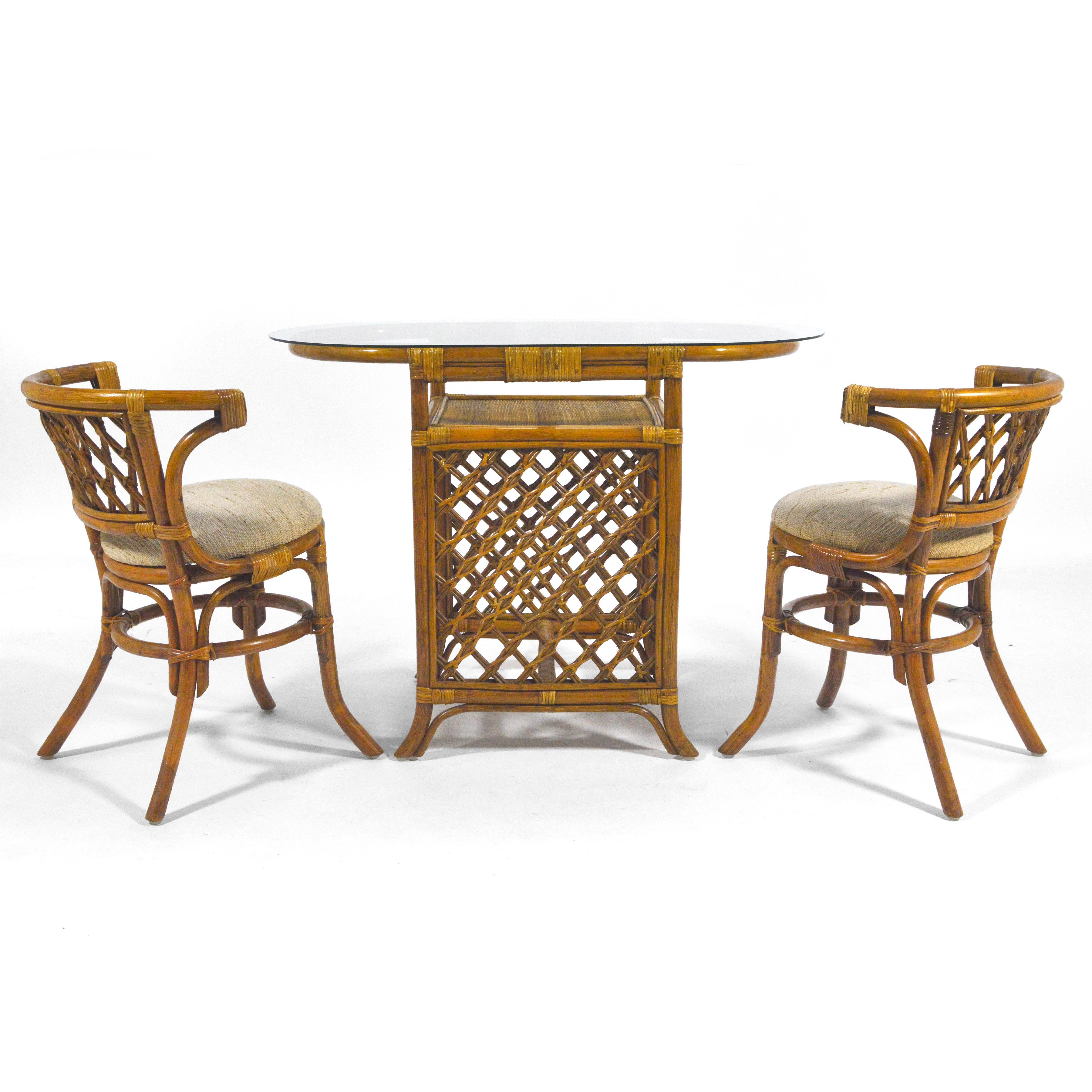 rattan honeymoon table and chairs