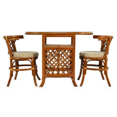 Rattan & Cane Game Table and Chair Set