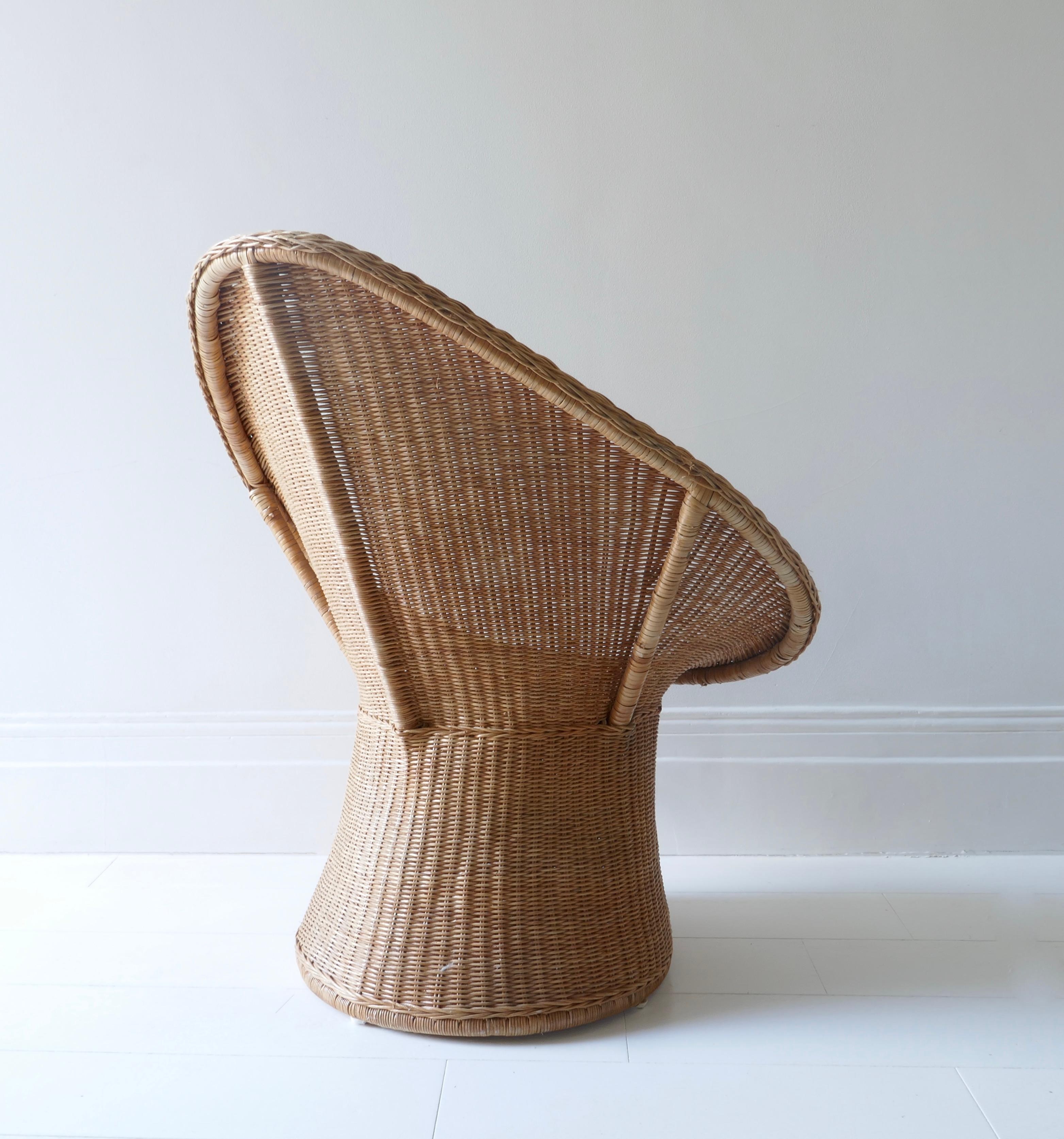 Late 20th Century Rattan Cane Wicker Tulip Lounge Chair, 1970s