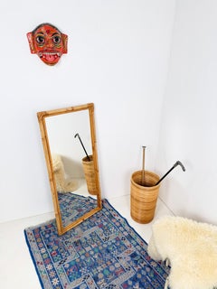 Rattan Canes Cylindrical Umbrella Holder / Cachepot or Planter / Italy, 70s
