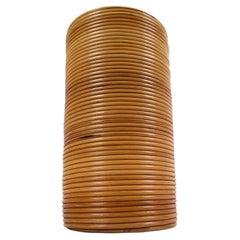 Rattan Canes Cylindrical Umbrella Holder / Cachepot or Planter / Italy, 70s