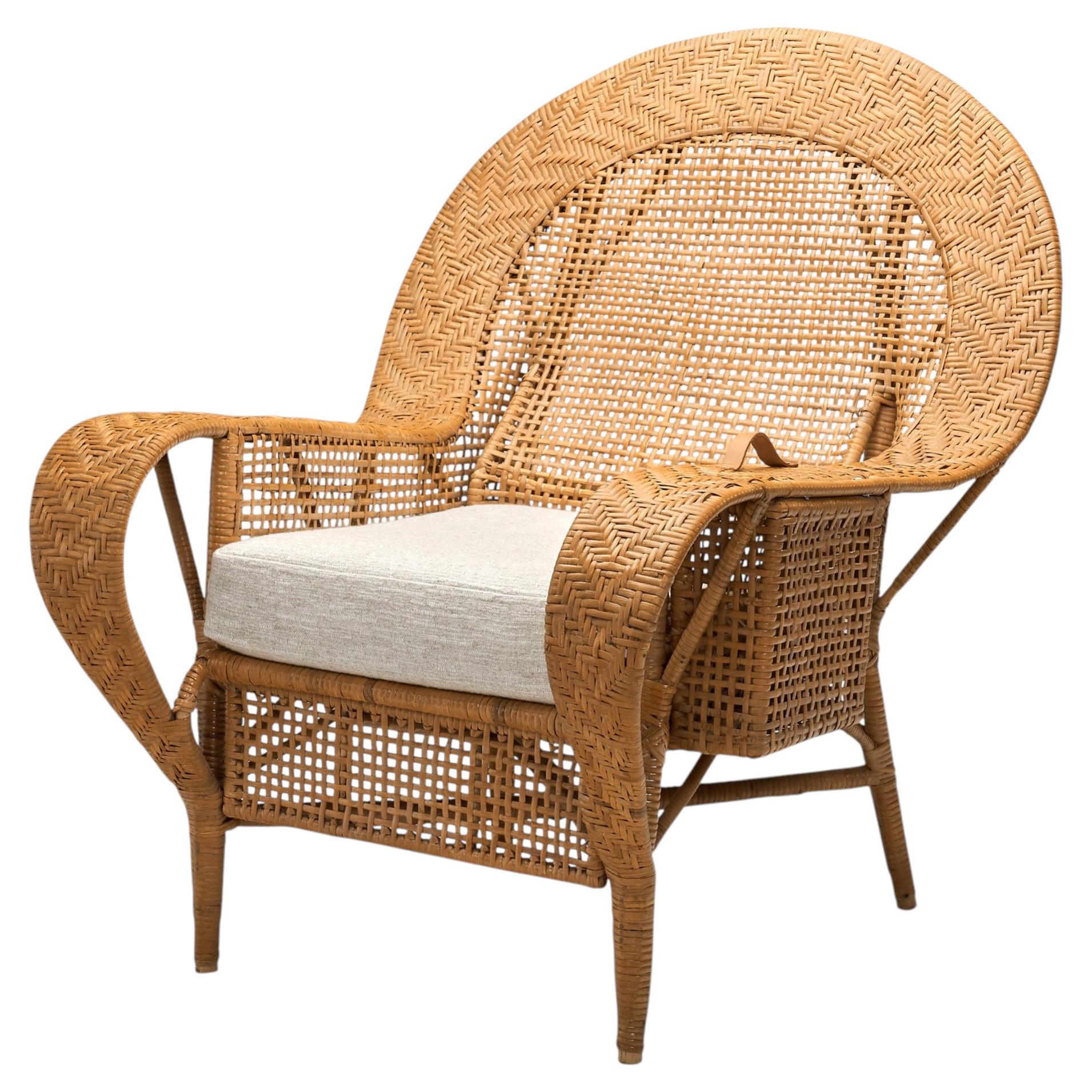 Rattan "Canton" Chair by Kay Fisker for Robert Wengler, Denmark ca 1960s For Sale