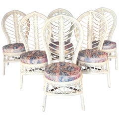 Rattan Cathedral Back Dining Chairs, Set of Six