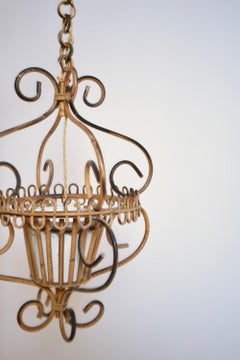 Rattan ceiling lamp, 1950s.