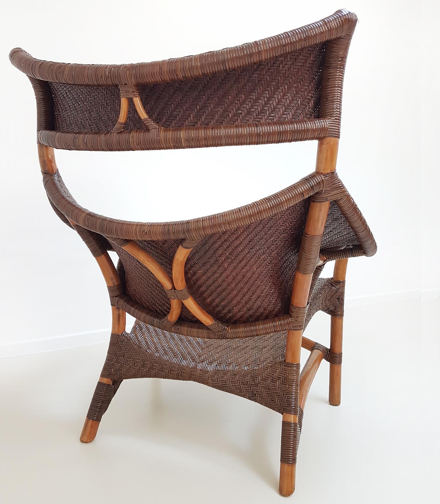 Late 19th Century Rattan Chair and Foot Rest by Yuzru Yamakawa, Japan, 1980