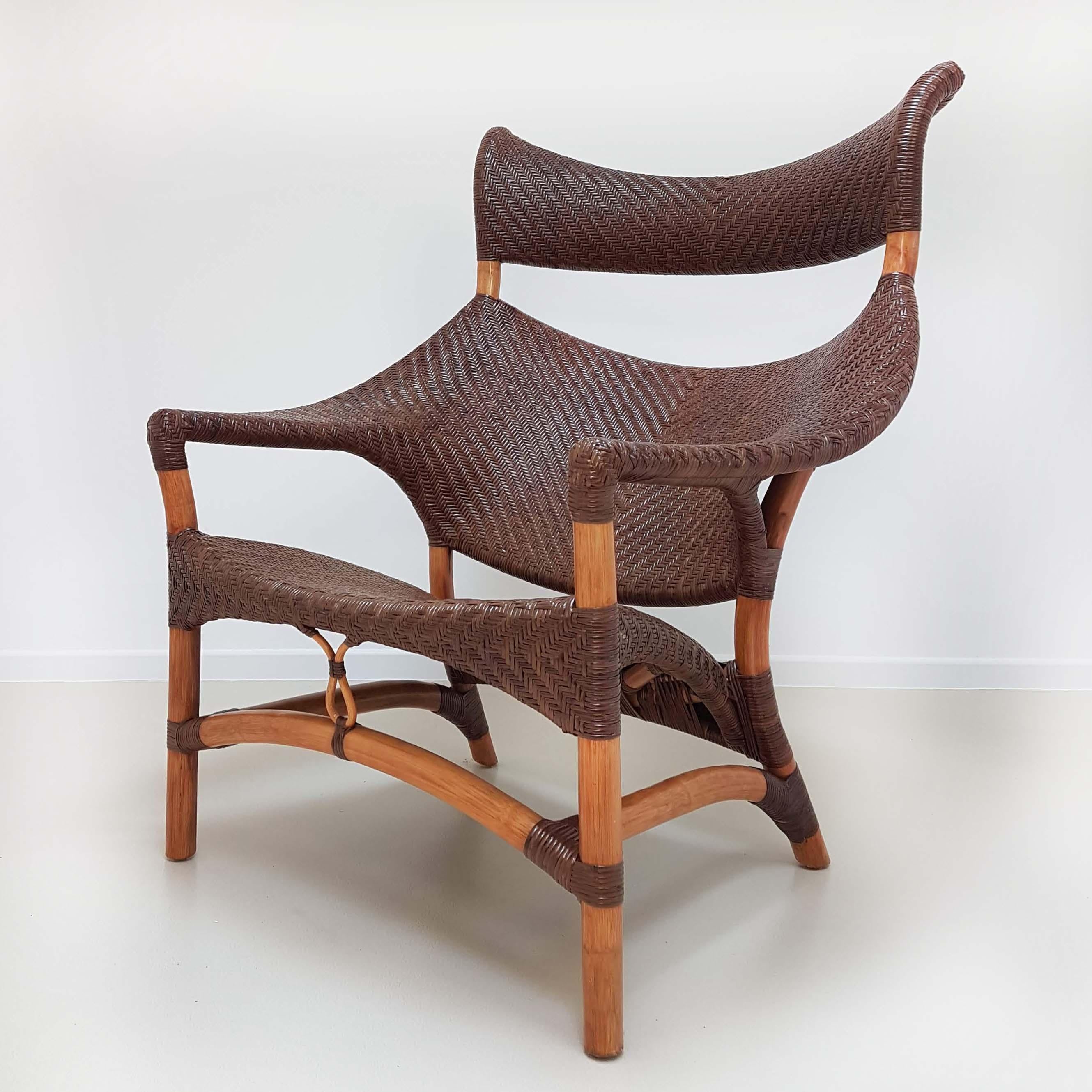 Rattan Chair and Foot Rest by Yuzru Yamakawa, Japan, 1980 3