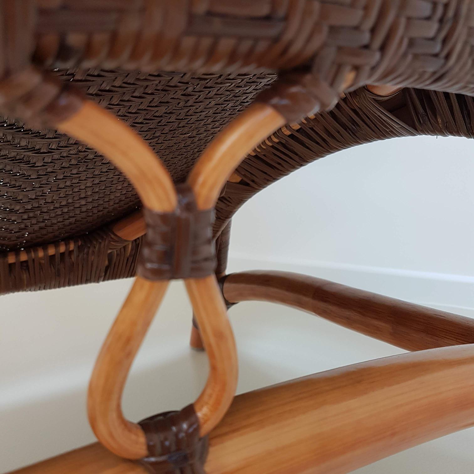 Late 19th Century Rattan Chair and Foot Rest by Yuzru Yamakawa, Japan, 1980