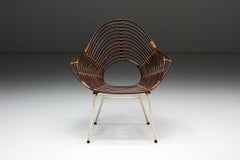 Chaise en rotin par H. Broekhuizen pour Rohé Noordwolde, Pays-Bas, années 1960