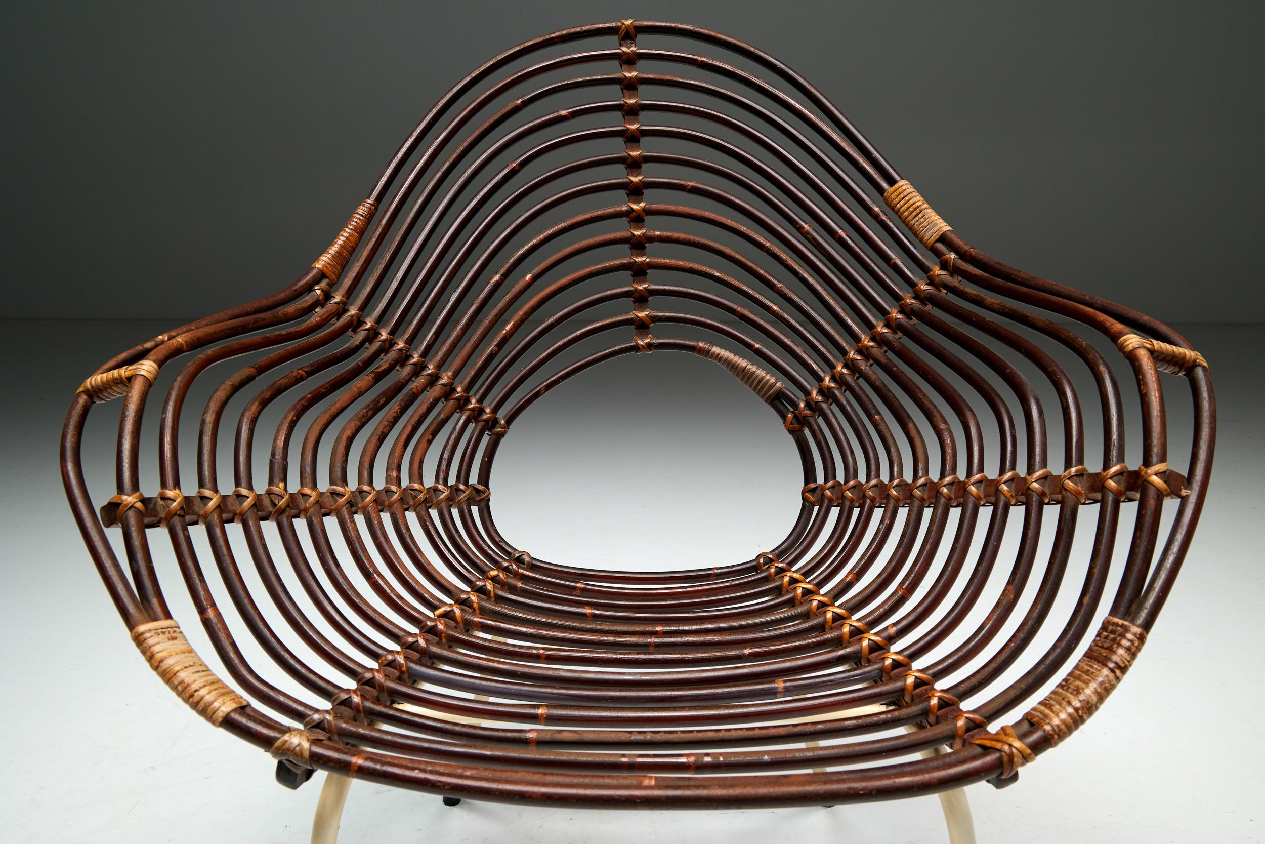 Silla de ratán de H. Broekhuizen para Rohé Noordwolde, Países Bajos, años 60 Holandés en venta