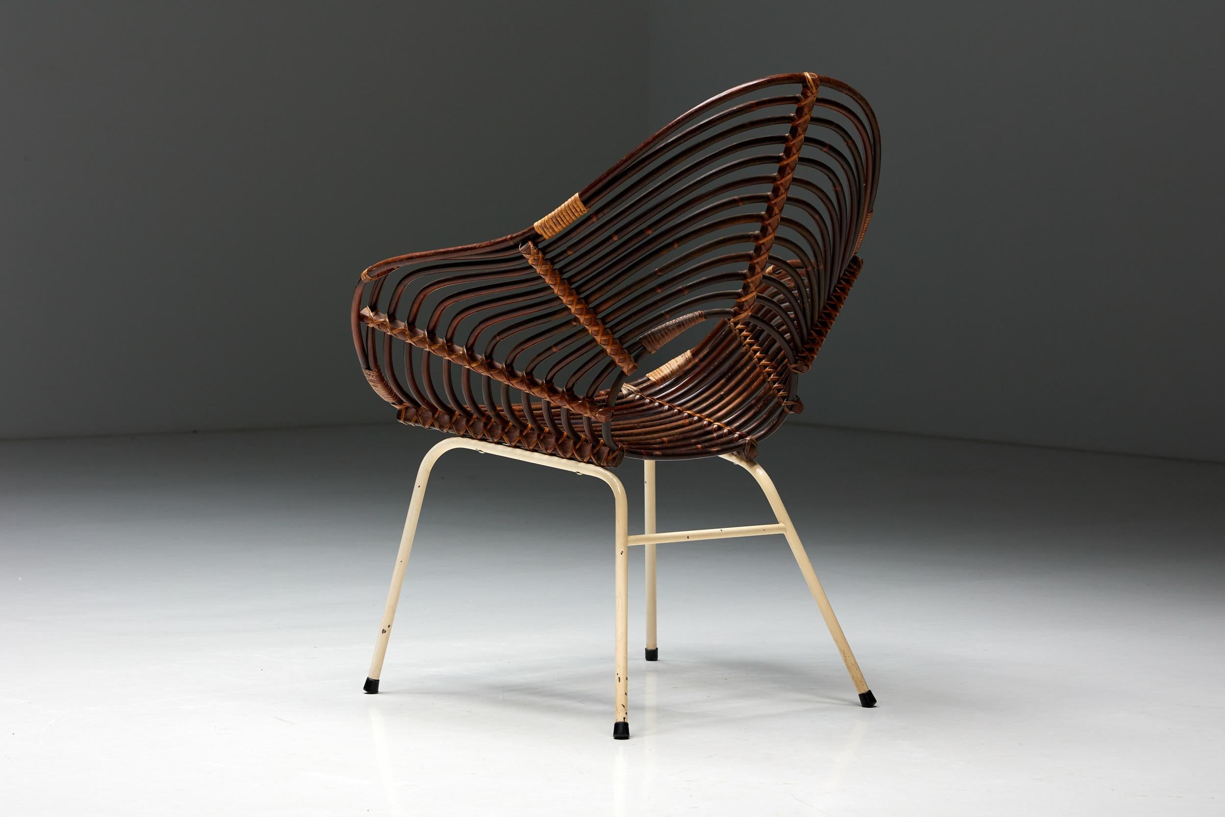 Rattan Chair by H. Broekhuizen for Rohé Noordwolde, Netherlands, 1960s For Sale 1