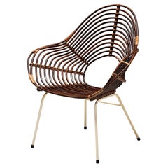 Retro Rattan Chair by H. Broekhuizen for Rohé Noordwolde, Netherlands, 1960s