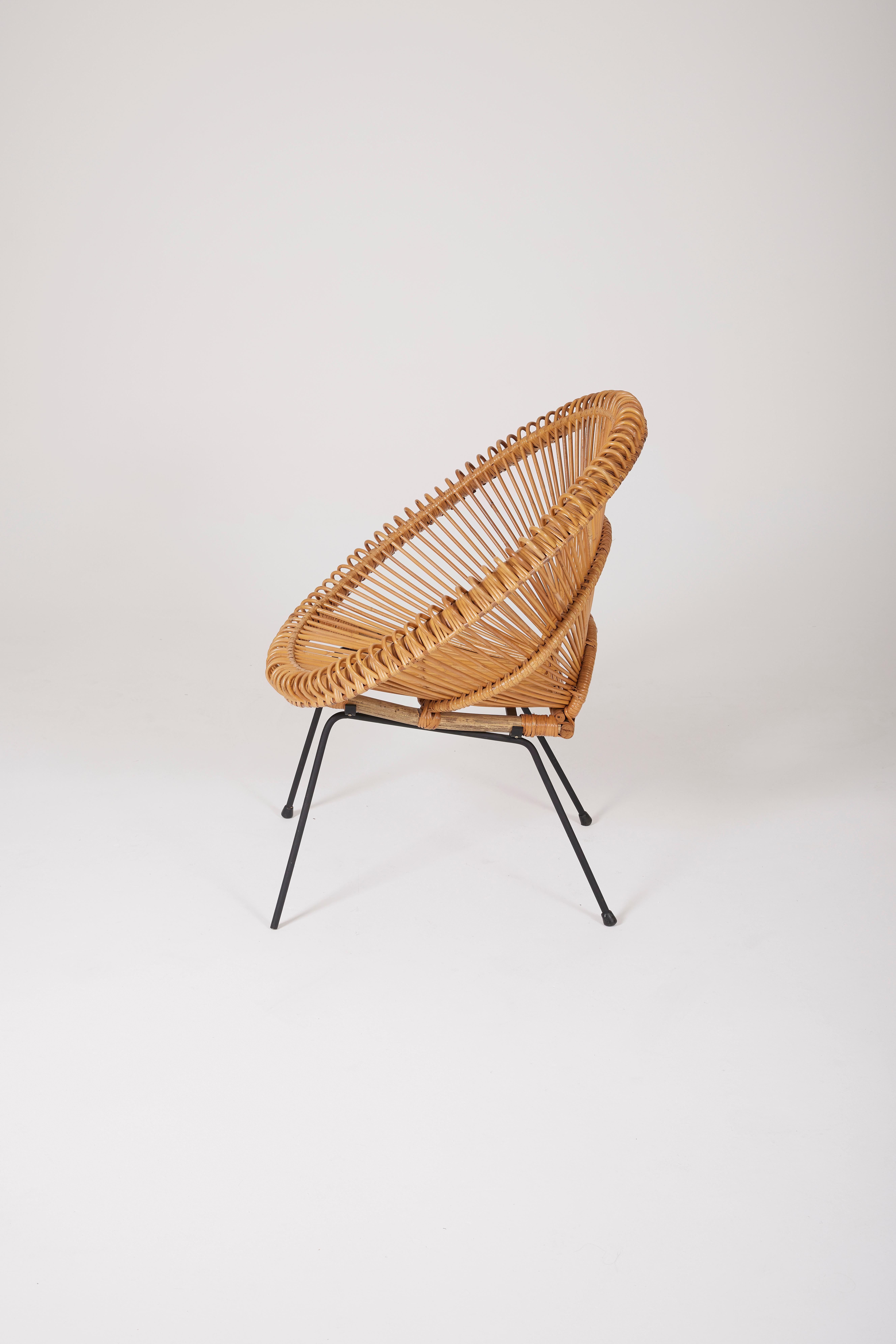 20th Century Rattan chair in the style of Janine Abraham, 1950s