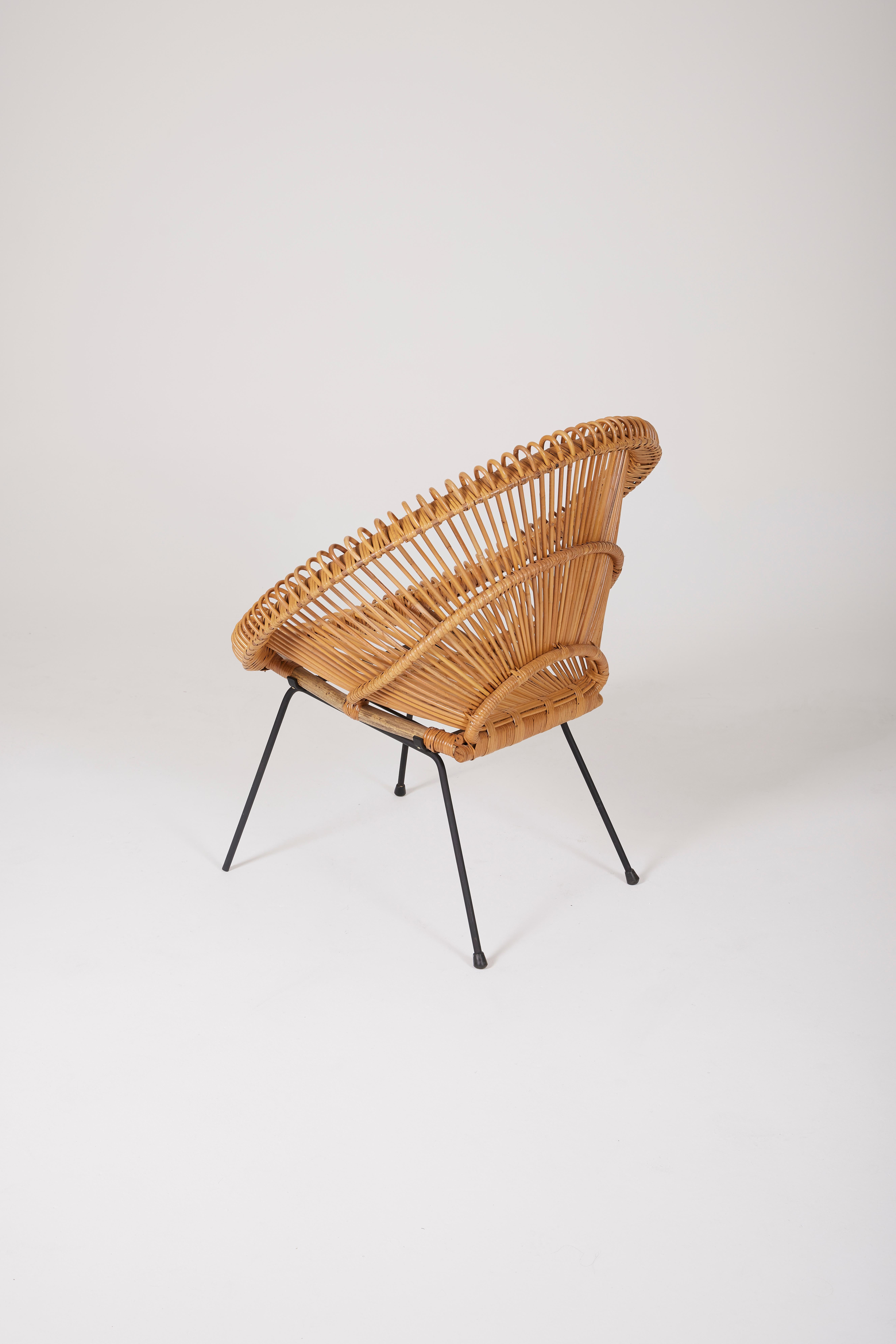 Rattan chair in the style of Janine Abraham, 1950s 1
