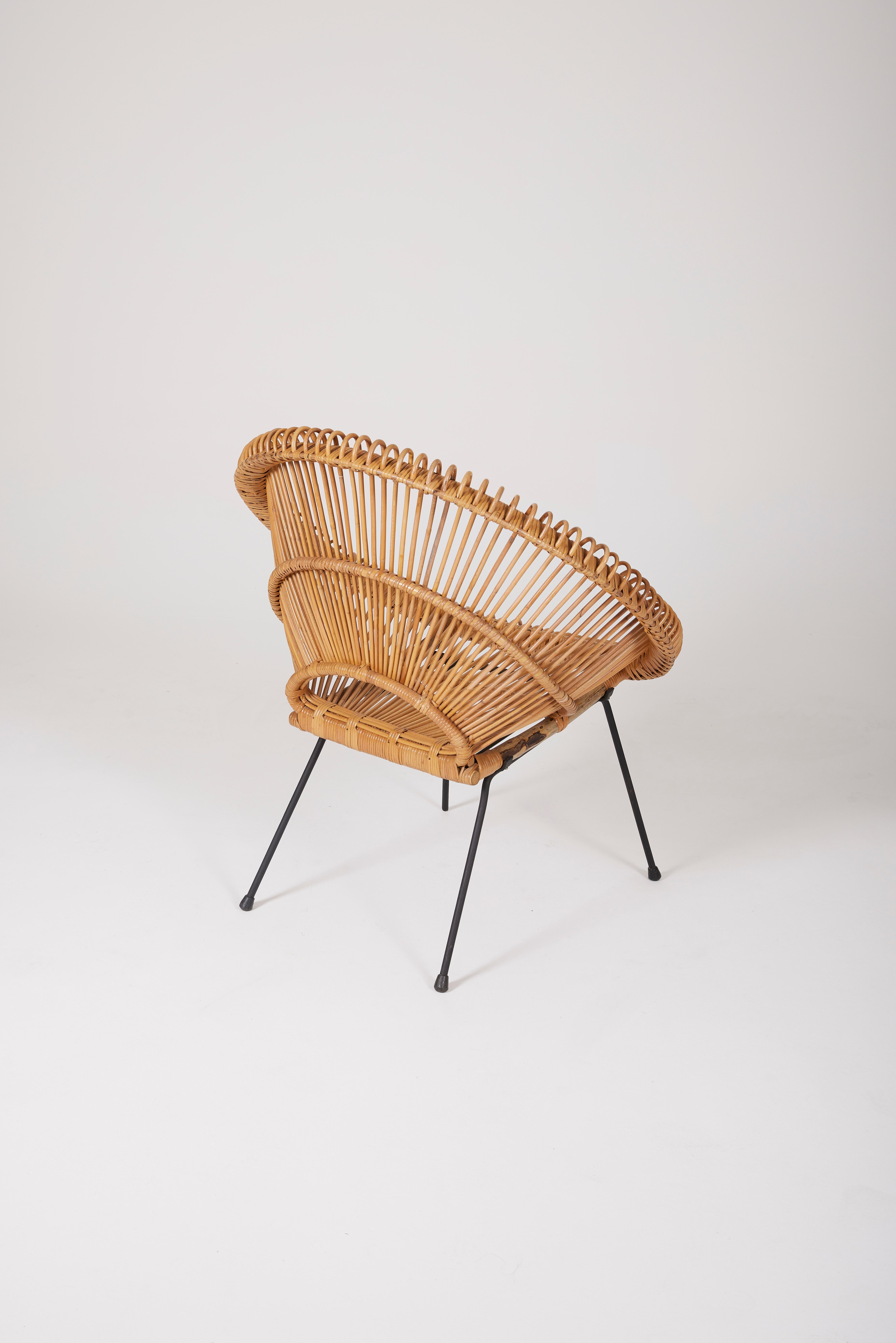 Rattan chair in the style of Janine Abraham, 1950s 3
