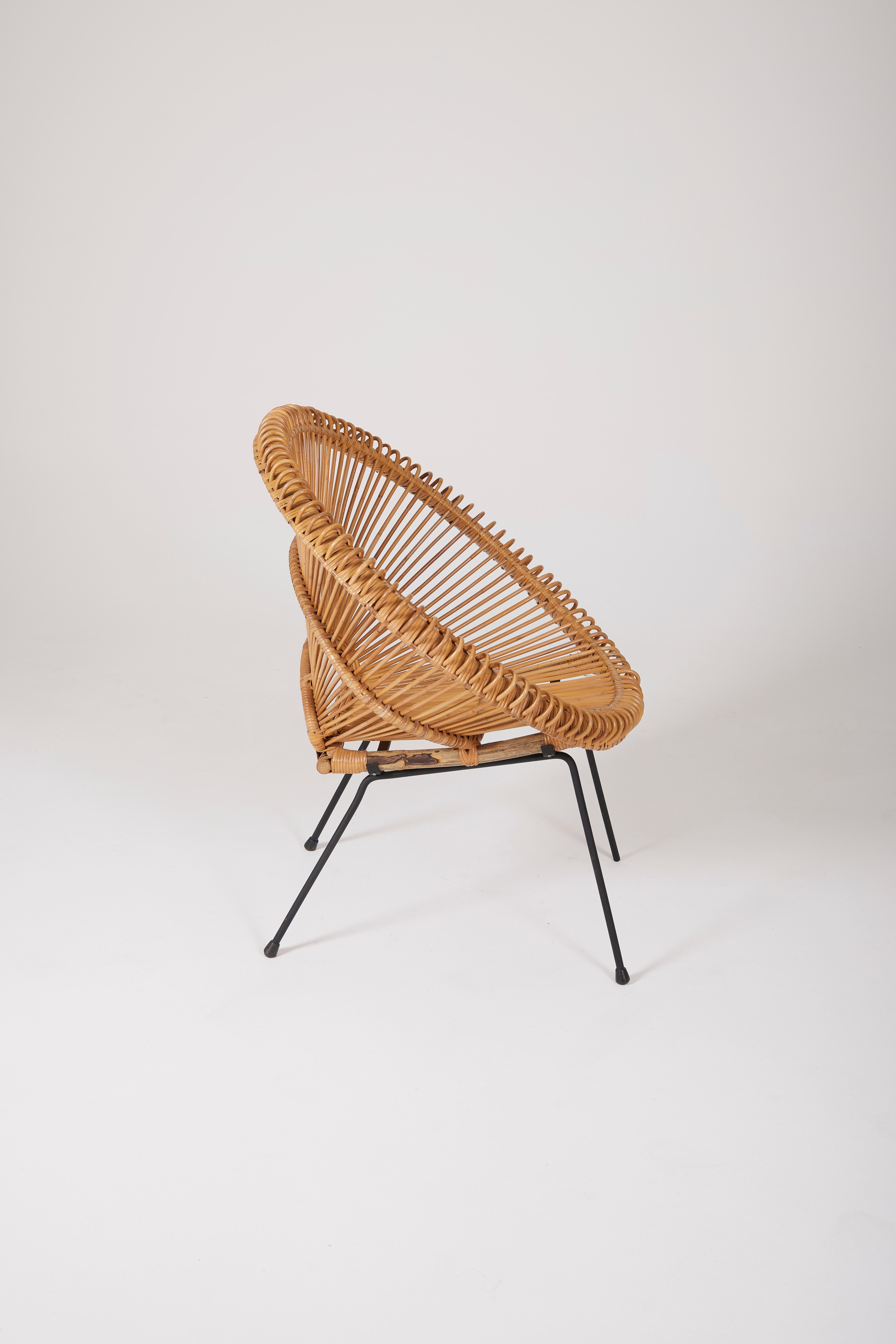 Rattan chair in the style of Janine Abraham, 1950s 4