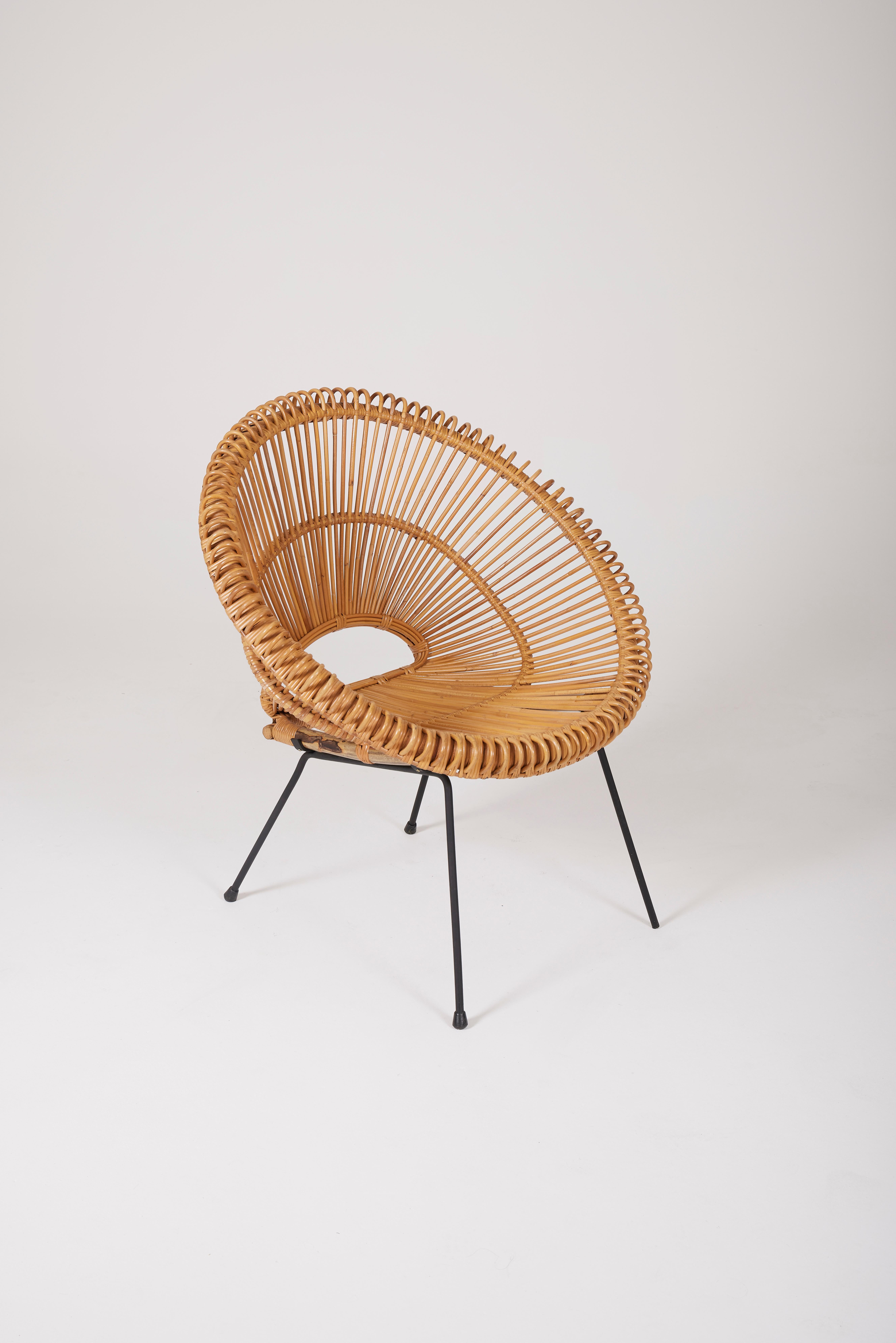 Rattan chair in the style of Janine Abraham, 1950s 5