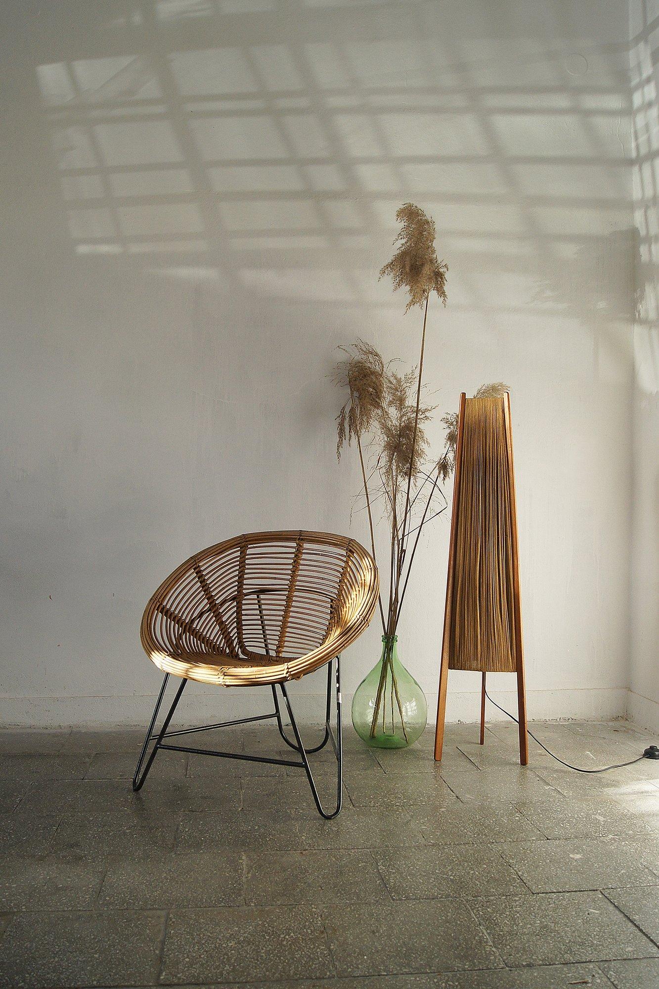 Silla de ratán  Italia con estilo Roberto Mango años 50. en venta 4