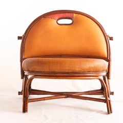 Rattan Chair Movable Backrest Woven Cane Leather Reclining Kalma Furniture