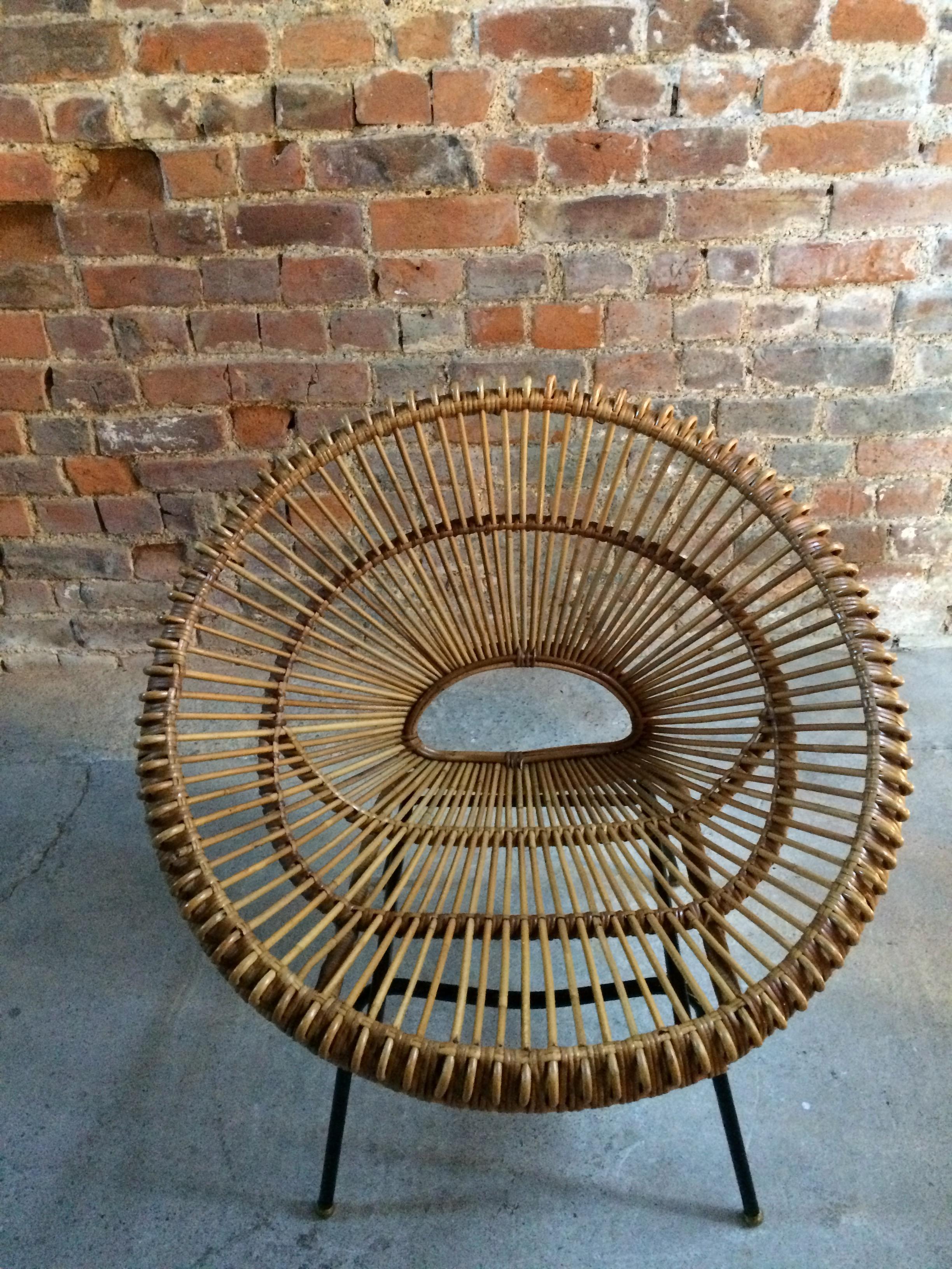 Rattan Chair Sunburst Franco Albini Janine Abraham Midcentury, 1950s 4