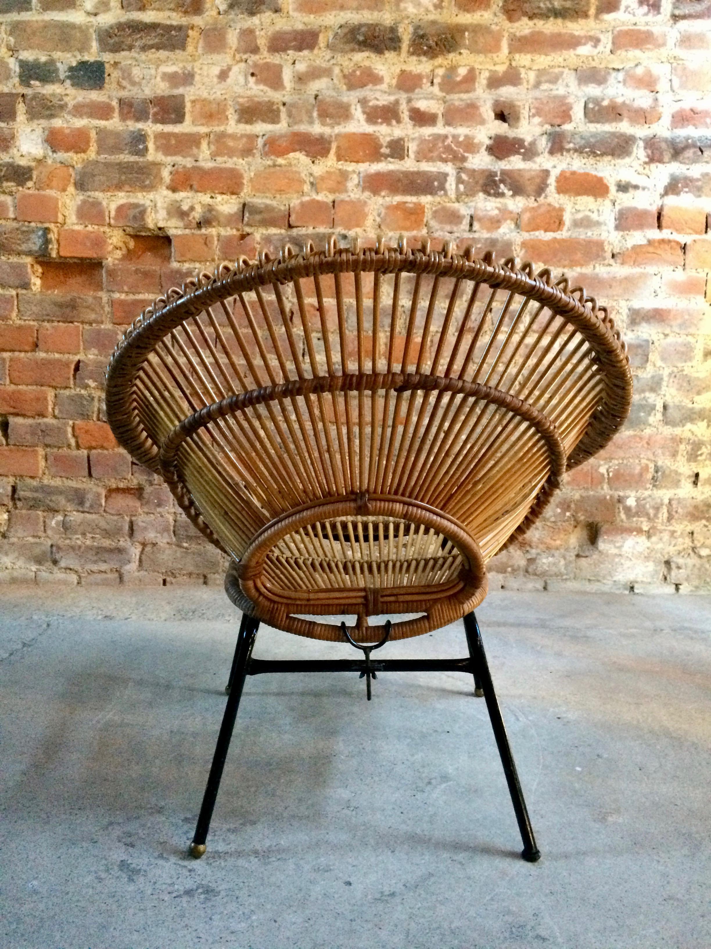 Rattan Chair Sunburst Franco Albini Janine Abraham Midcentury, 1950s 1