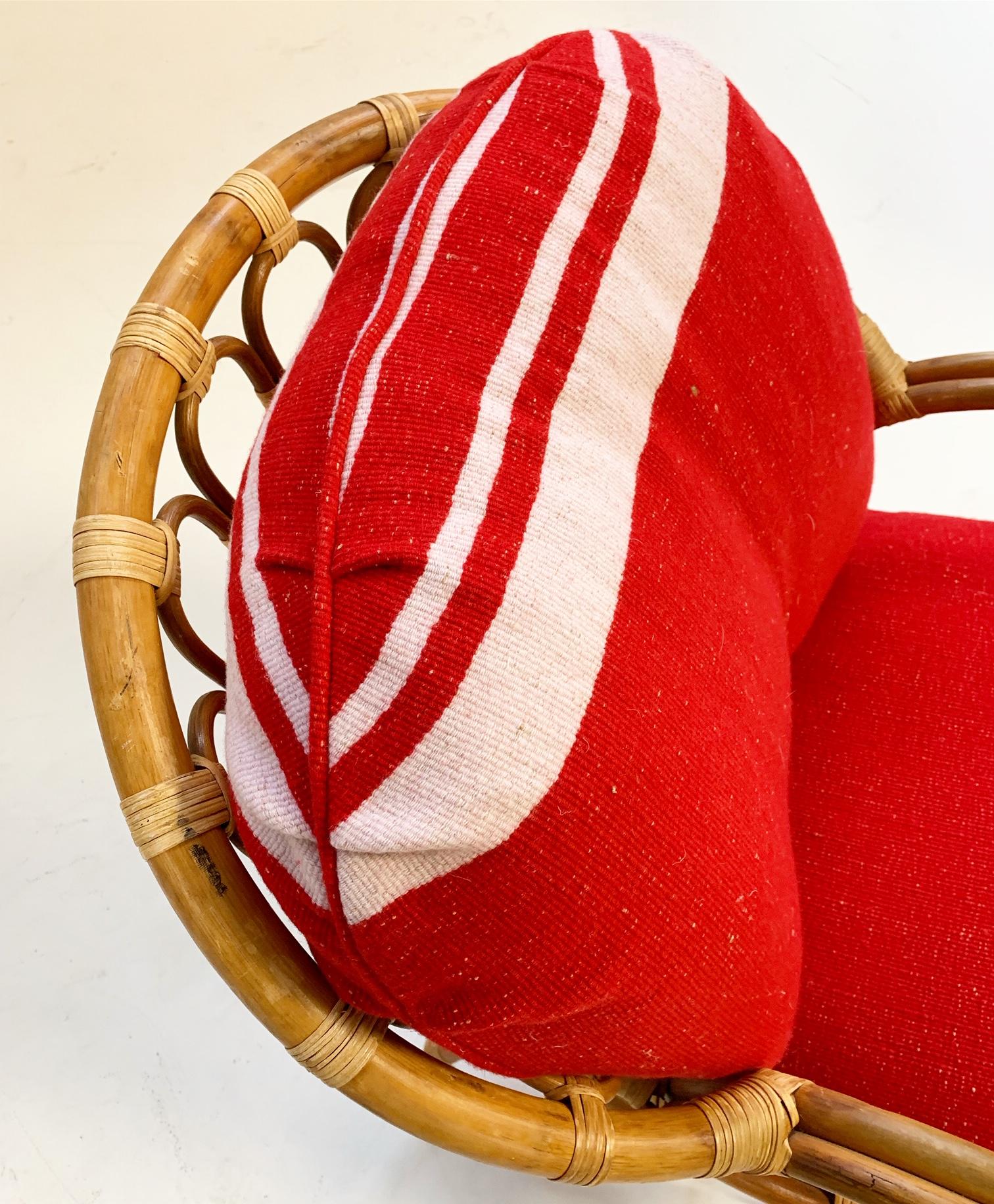 North American Rattan Chair with Custom Cushions in Isabel Marant Silk Wool