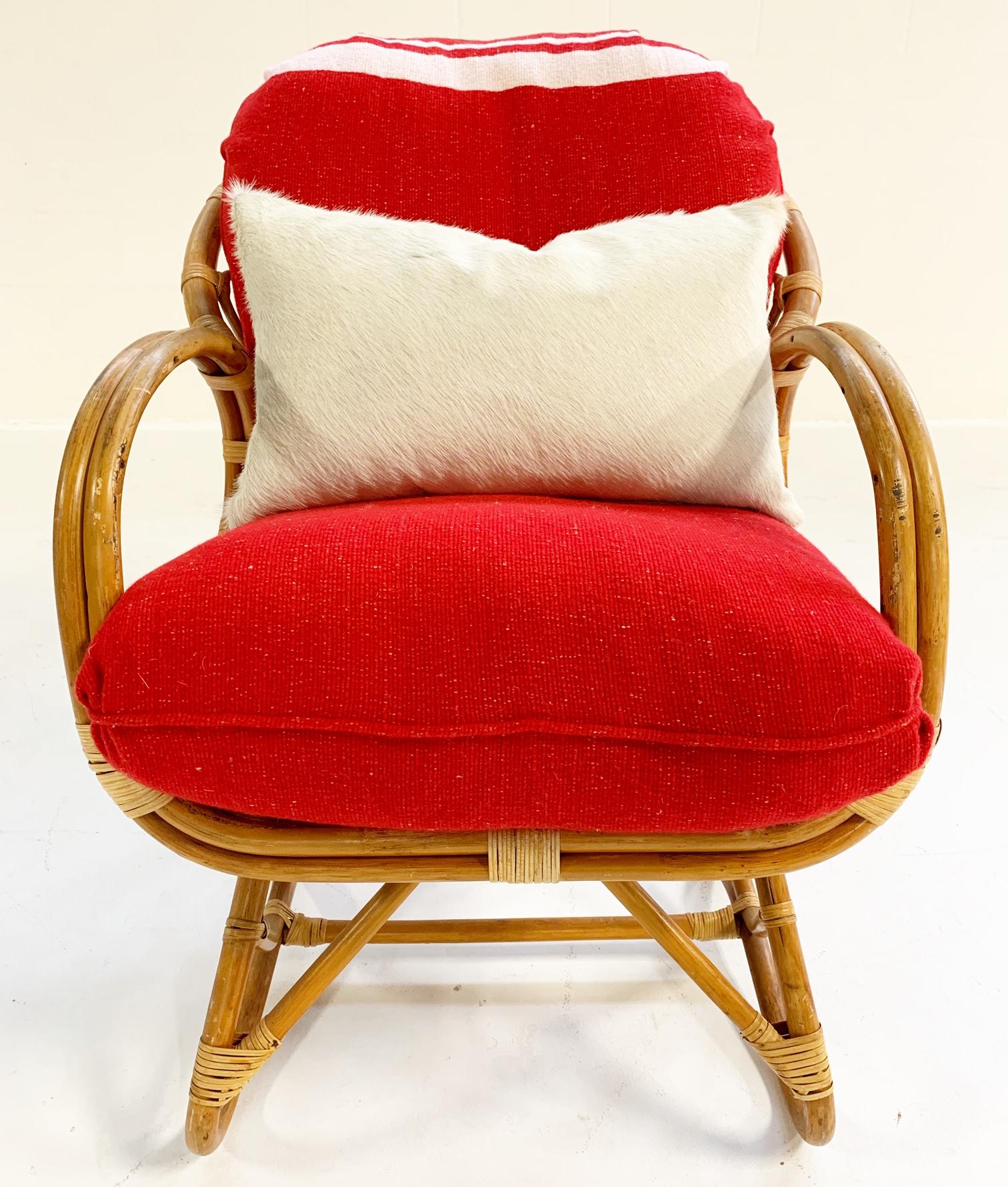 Rattan Chair with Custom Cushions in Isabel Marant Silk Wool 2