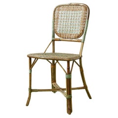 Rattan Chair with Elegant Woven Details in Green, France, 20th Century