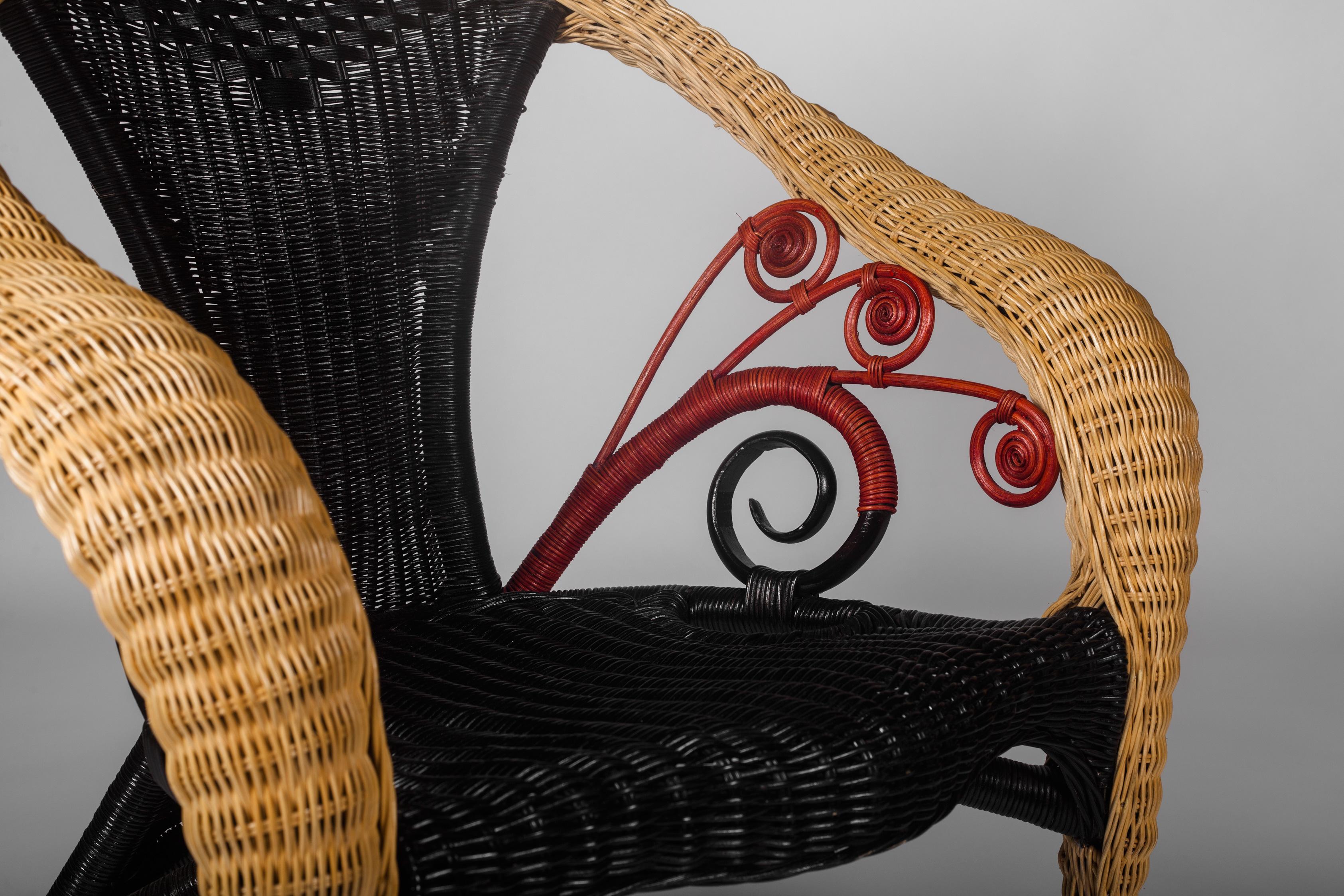 Post-Modern Rattan Chair with Organic Forms by Borek Sipek, Italy, 1988 For Sale