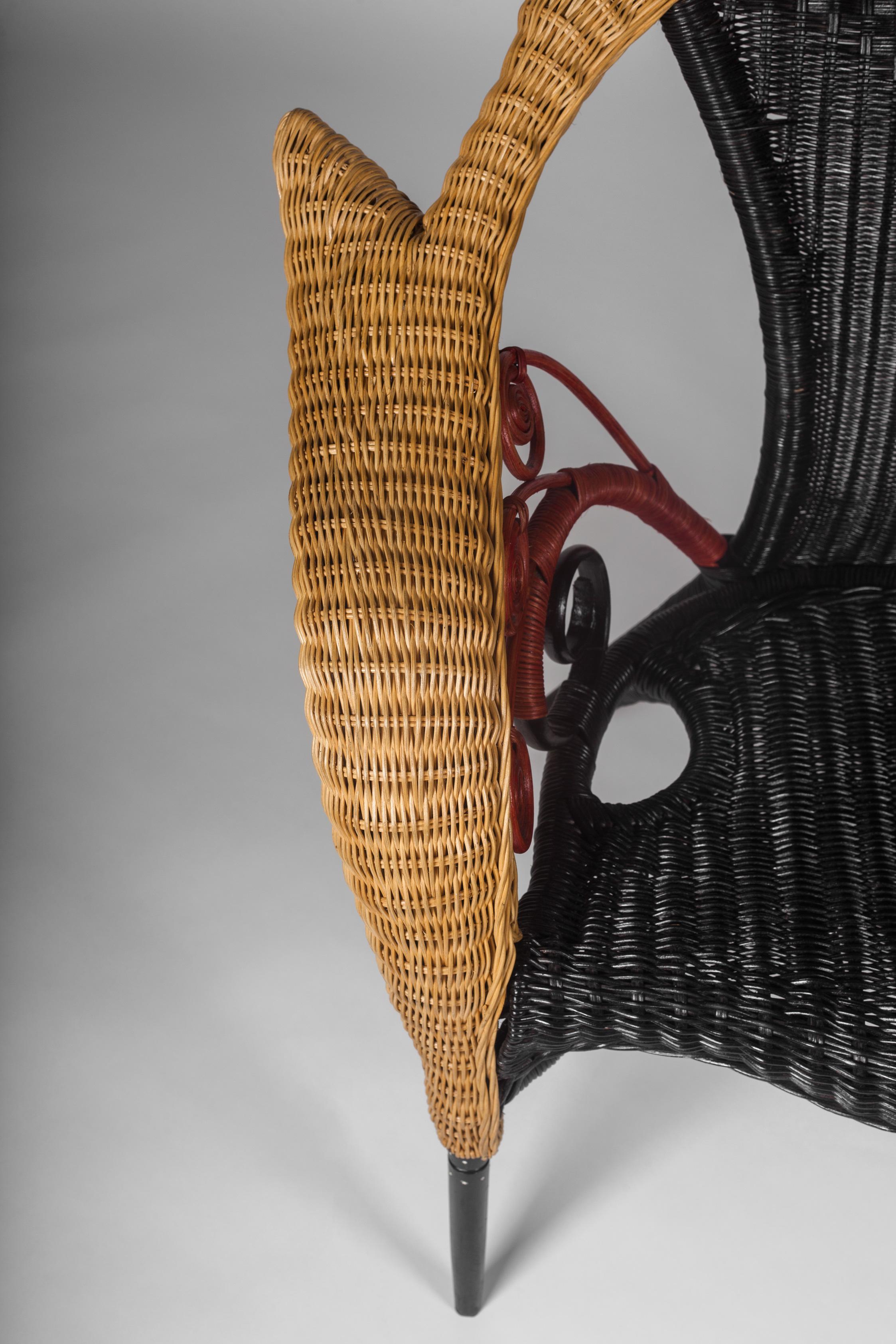 Late 20th Century Rattan Chair with Organic Forms by Borek Sipek, Italy, 1988 For Sale