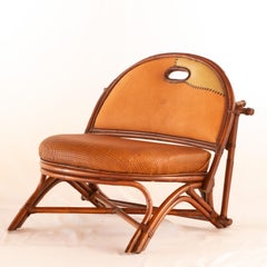 Rattan Chair Wood Cane Color Leather Patchwork Movable Backrest Kalma Furniture