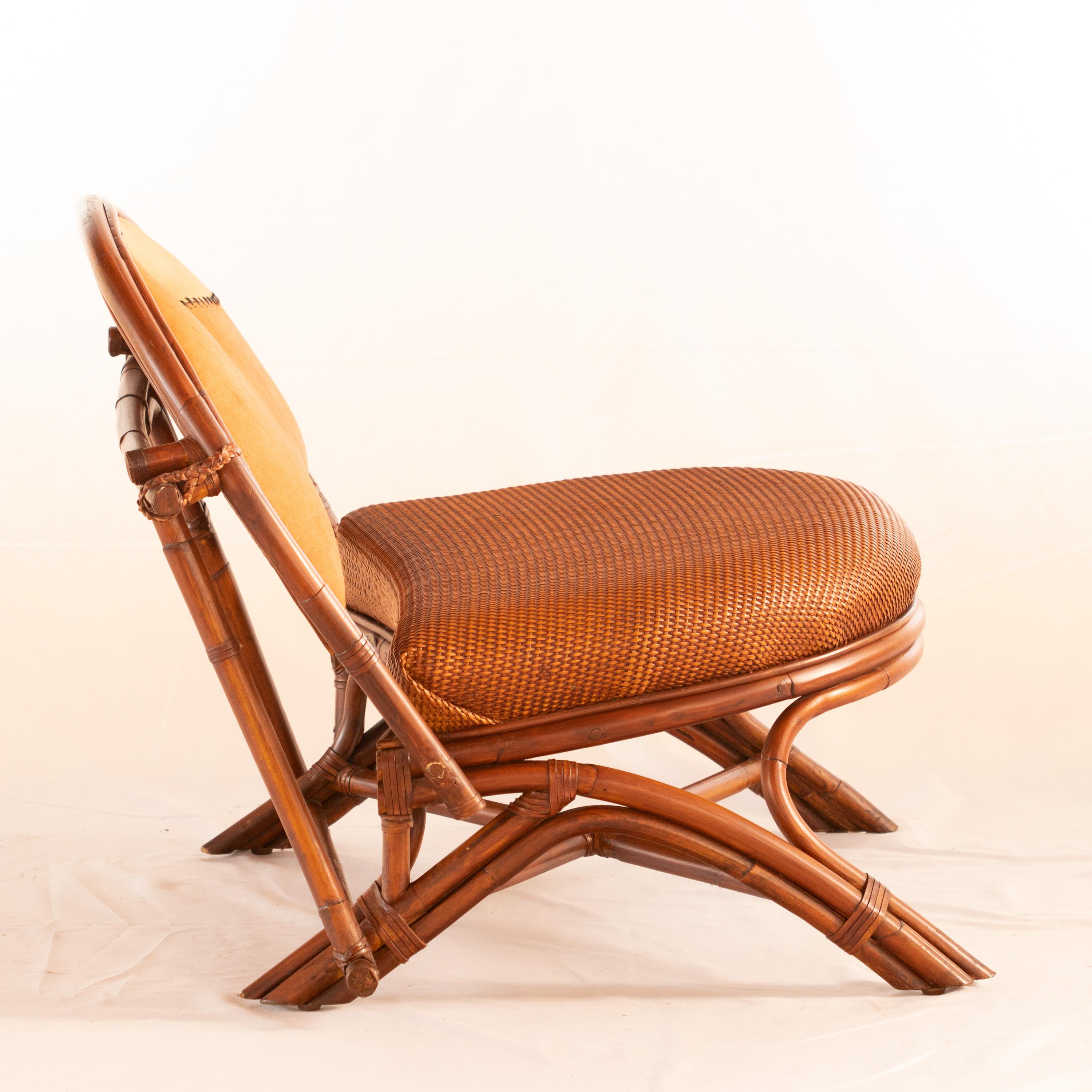 Rattan Chair Wood Cane Color Leather Patchwork Movable Backrest Kalma Furniture For Sale 1