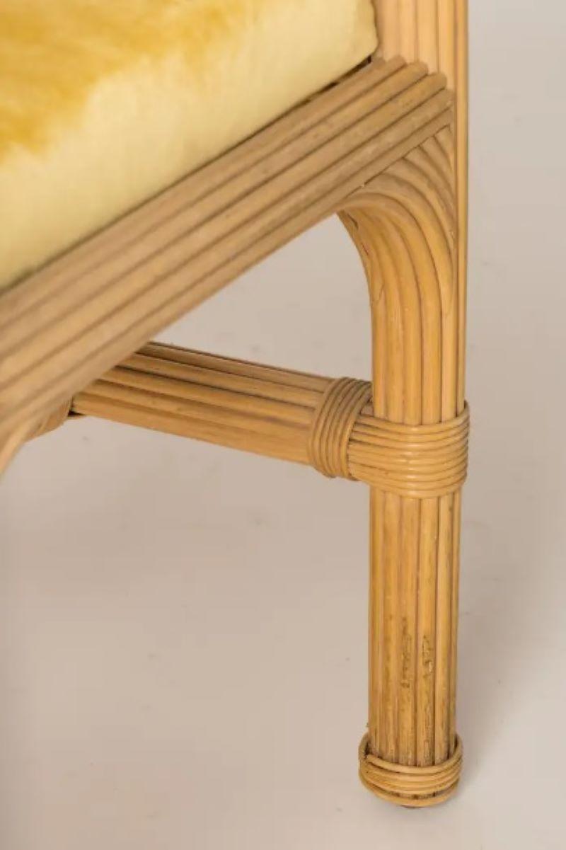Sedie in rattan con cuscini in velluto dorato Att. Vivai del Sud, Italia, anni '70 in vendita 4