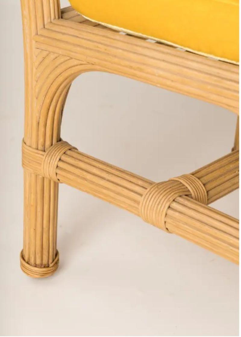 Sedie in rattan con cuscini in velluto dorato Att. Vivai del Sud, Italia, anni '70 in vendita 5