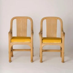Rattan Chairs with Fresh Golden Velvet Cushions Att. Vivai del Sud, Italy, 1970s