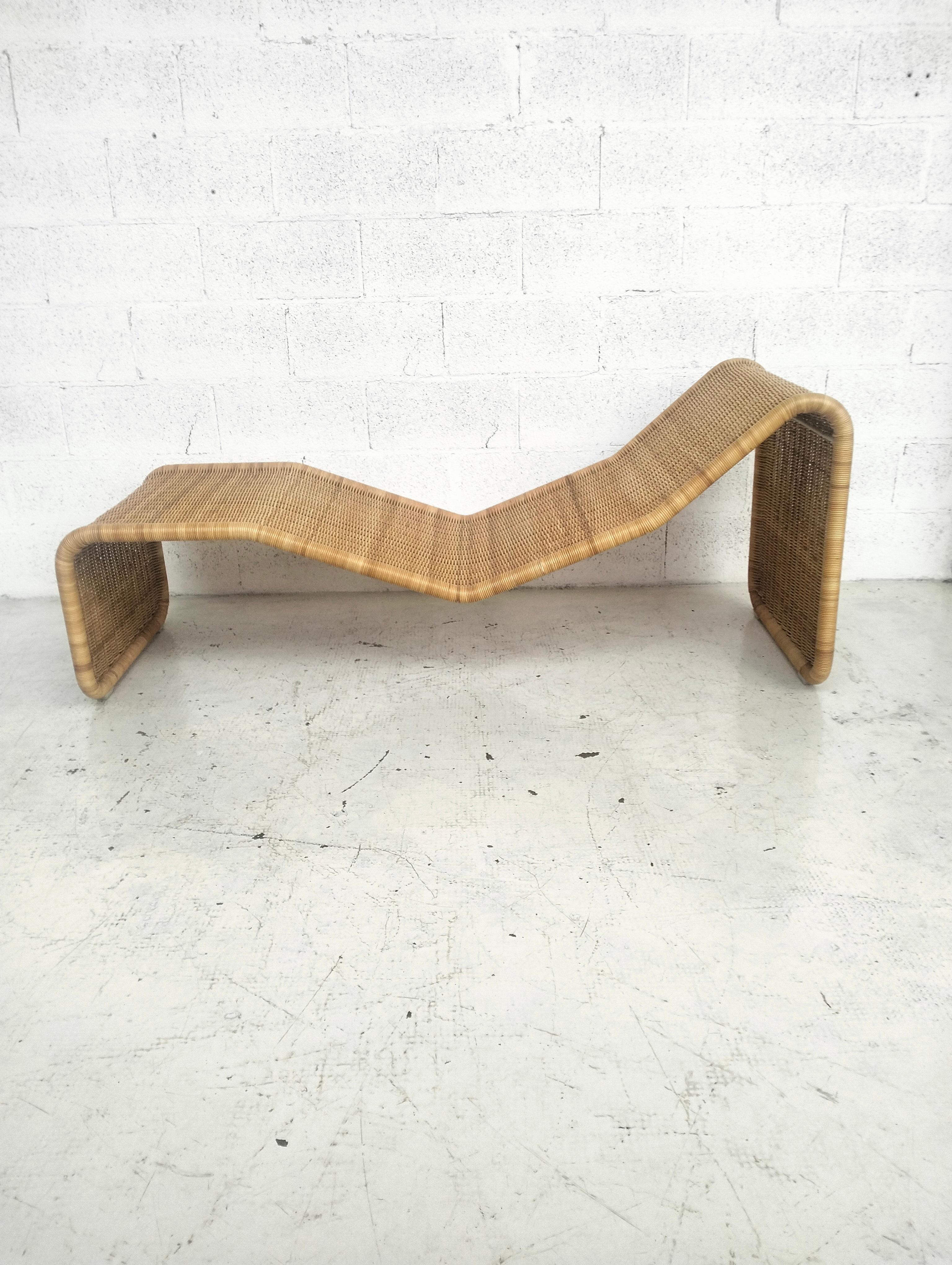 Chaise longue en rotin modèle P3S par Tito Agnoli pour Bonacina années 60, 70 en vente 3