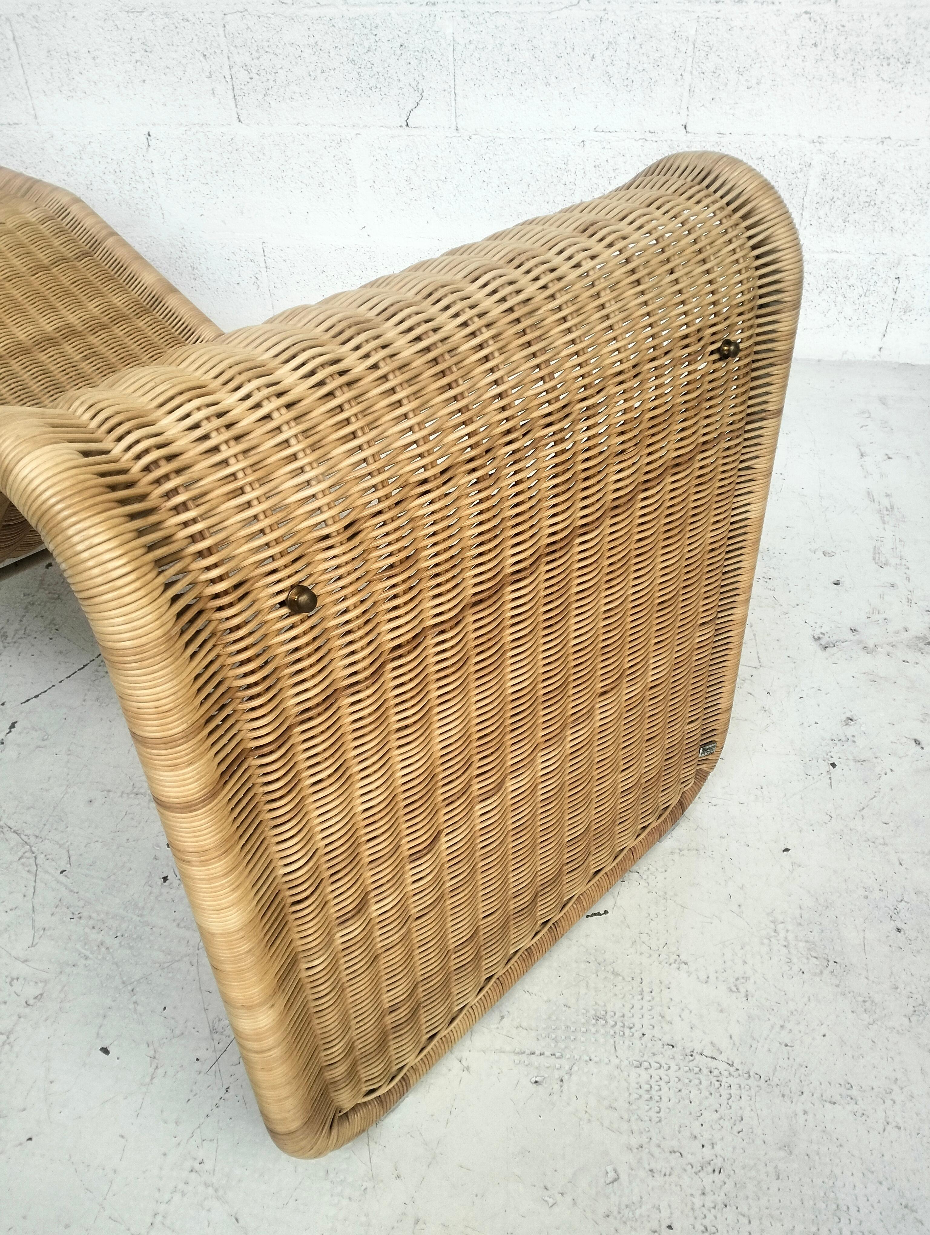 Chaise longue en rotin modèle P3S par Tito Agnoli pour Bonacina années 60, 70 en vente 4