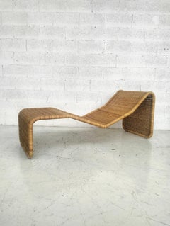 Chaise longue en rotin modèle P3S par Tito Agnoli pour Bonacina années 60, 70