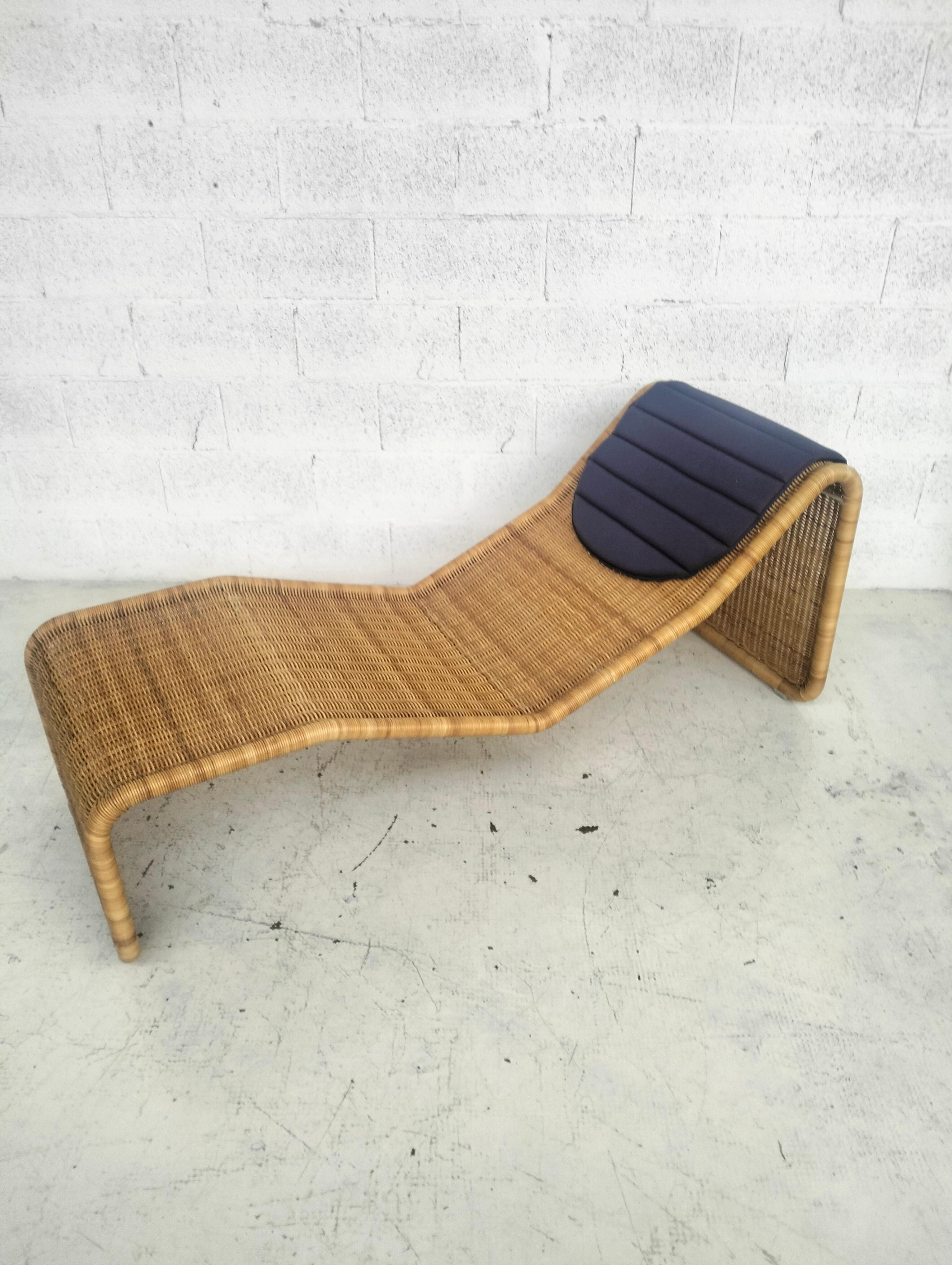 Chaise longue en rotin modèle P3S par Tito Agnoli pour Bonacina années 60, 70 en vente 1