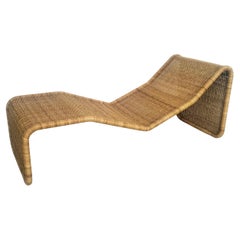 Rattan chaise longue P3S model by Tito Agnoli for Bonacina 60s, 70s