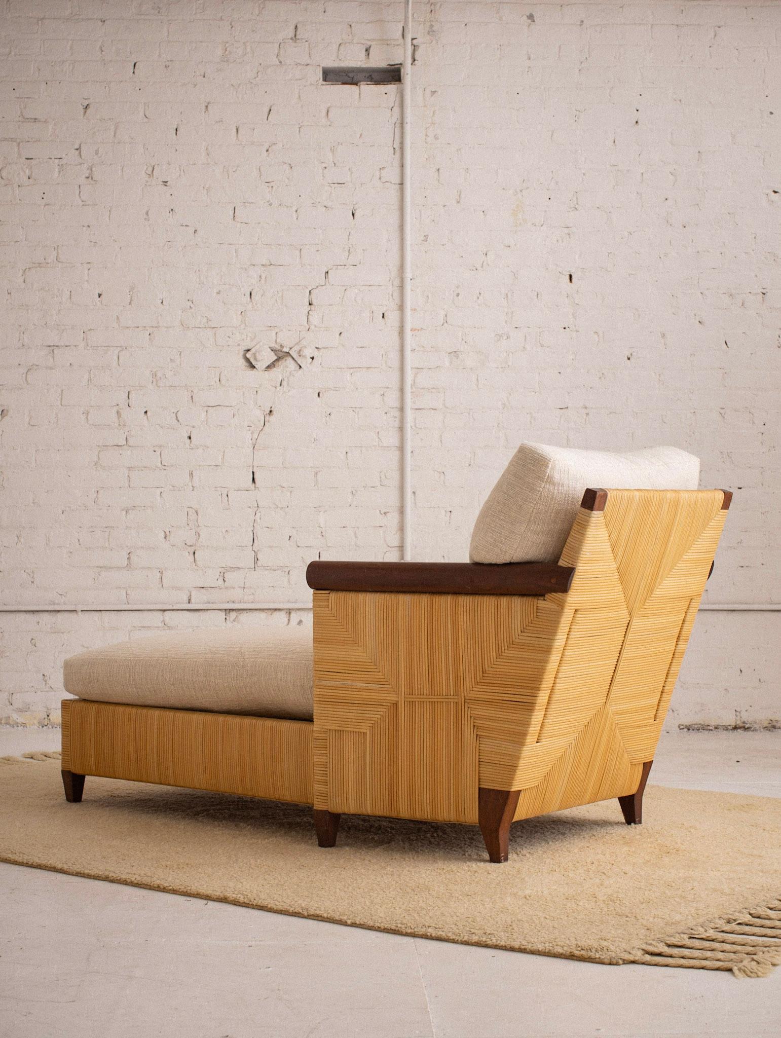 Rattan Chaise Lounge by John Hutton for Donghia, Merbau Collection In Good Condition In Brooklyn, NY
