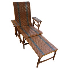 Rattan Chaise Lounge with Chevron Design