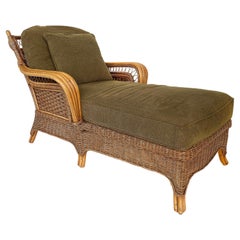 Rattan Chaise Lounge with Upholstered Seat by Braxton Culler, USA