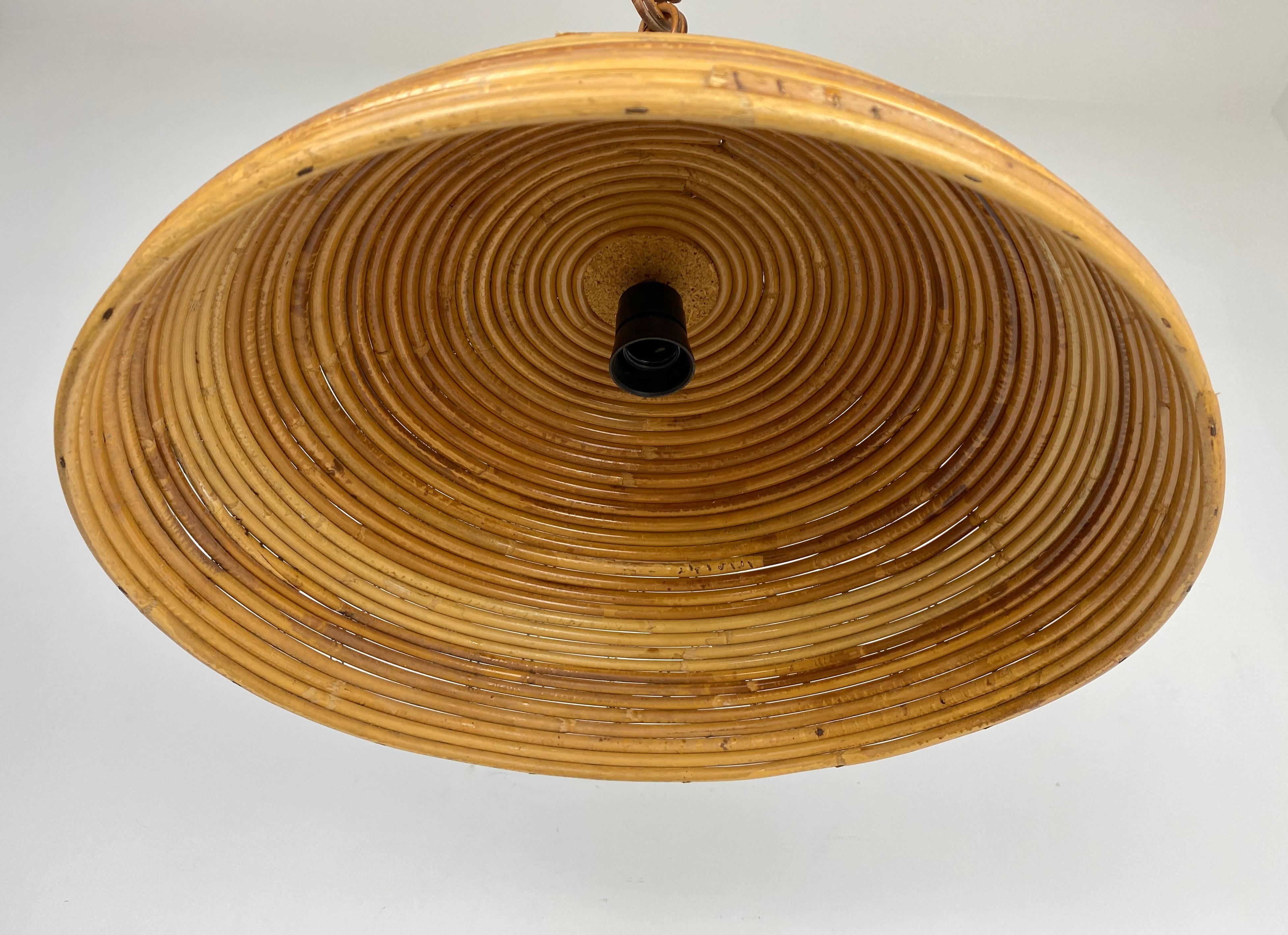 Rattan Chandelier Pendant Light, Italy, 1960s In Good Condition In Rome, IT