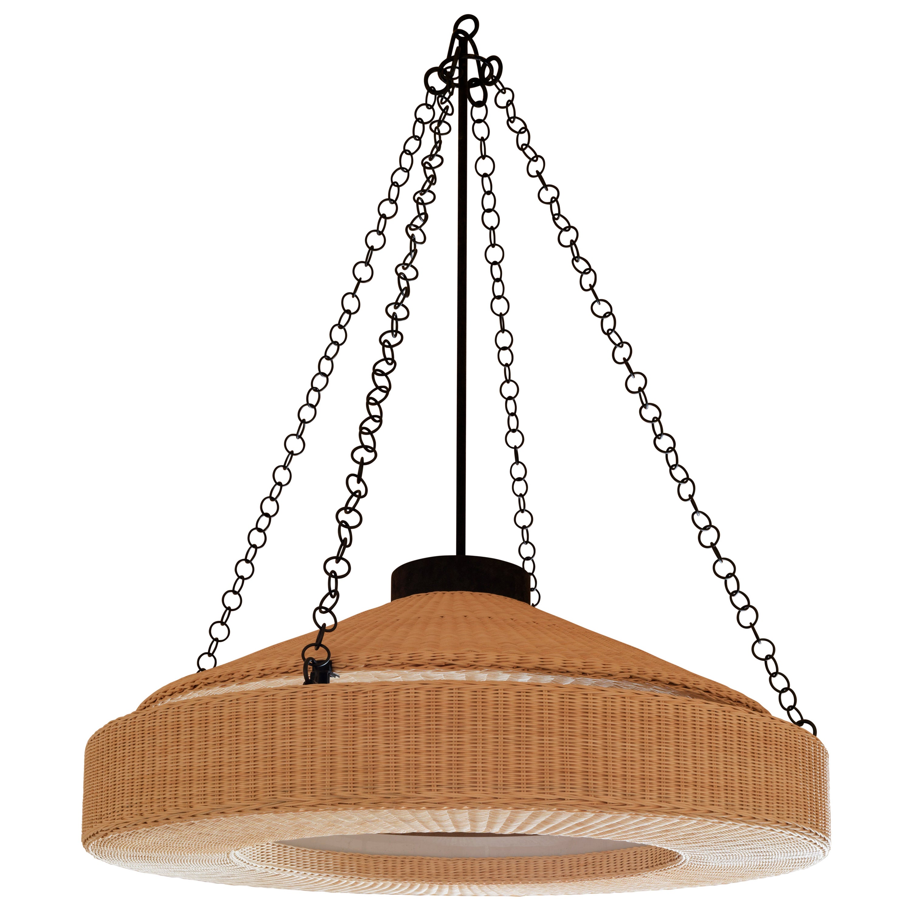 Lustre en rotin Stephane Parmentier pour Giobagnara Orion