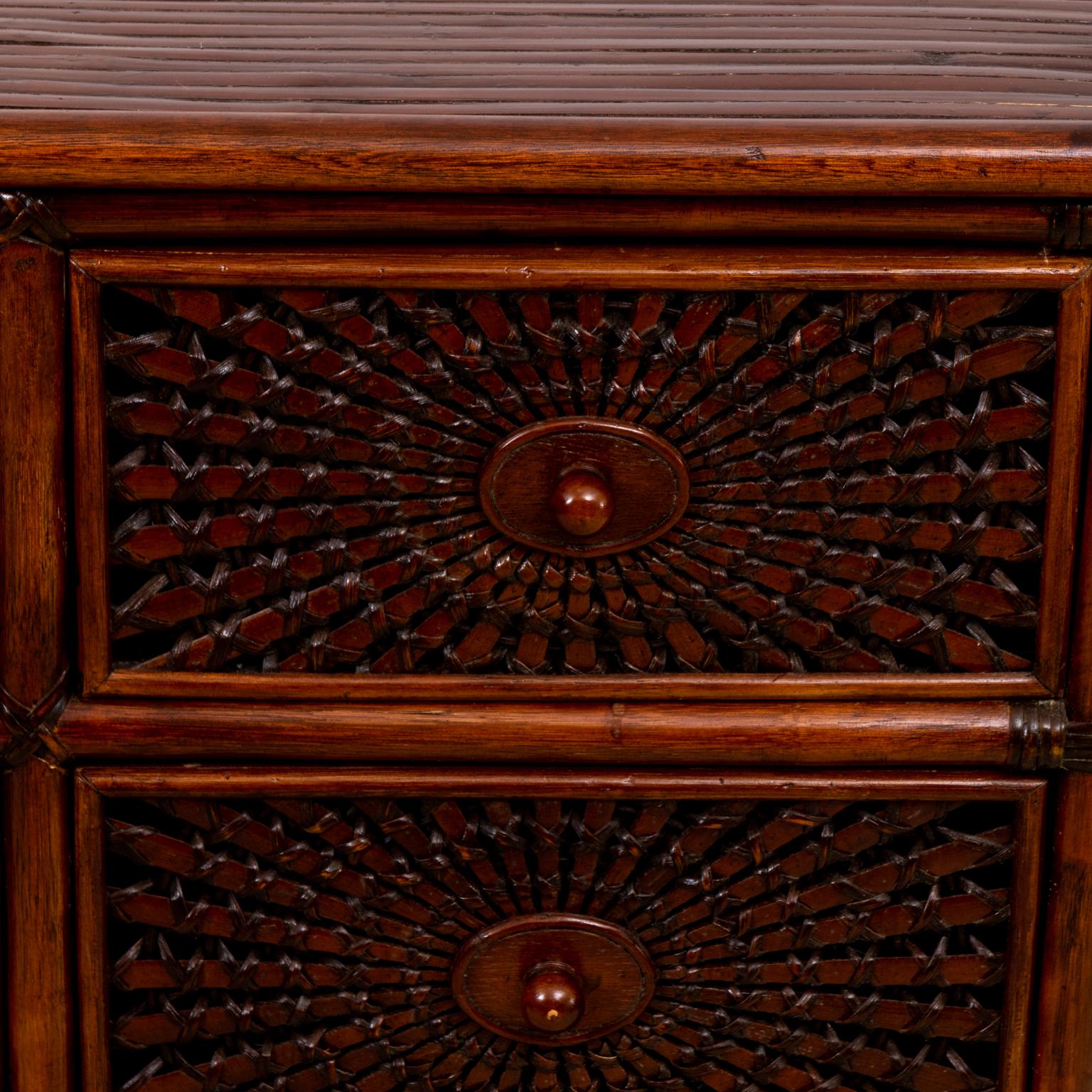 Rattan Chest with Sunburst Detail In Good Condition In Stamford, CT
