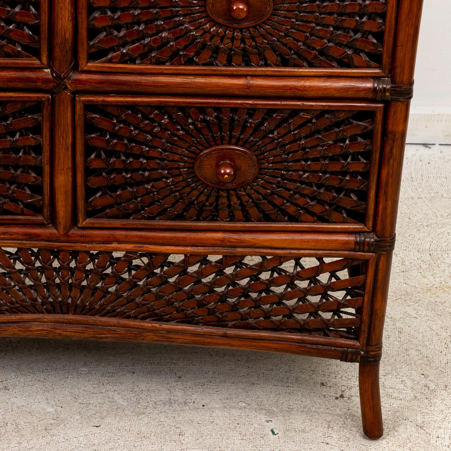 20th Century Rattan Chest with Sunburst Detail